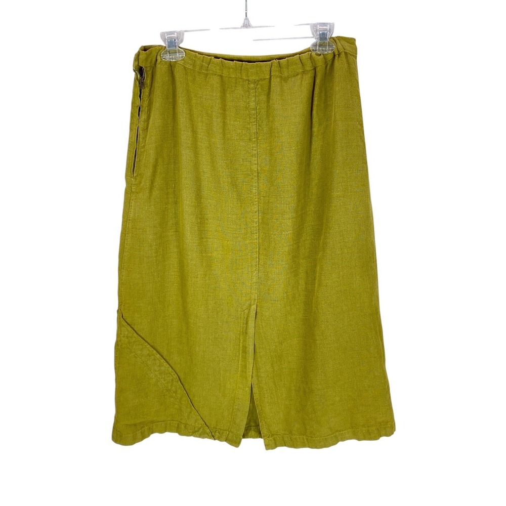 Heteroclite Linen Skirt size 8/10 Green Midi A-line Lagenlook Vintage - Picture 3 of 16